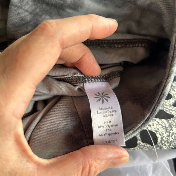 Athleta XS Chaturanga Tight Leggings Gray Cloud Gray Tie Dye Print - Picture 4 of 7
